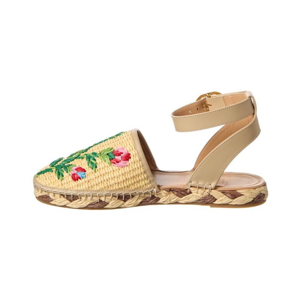 Valentino Straw & Leather Espadrille, Brown - Picture 2 of 5
